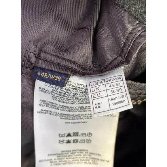 Brooks Brothers Suit Mens 44R/W39 Gray Pinstripe Wool 2 Piece Jacket Pants - Picture 8 of 16